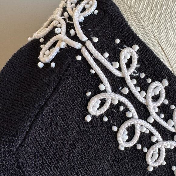 Vintage NORM THOMPSON  Open Front Cardigan in Black & White - Picture 5 of 7